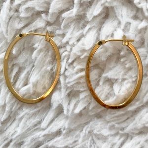 Oval Gold Tone Hoop Earrings